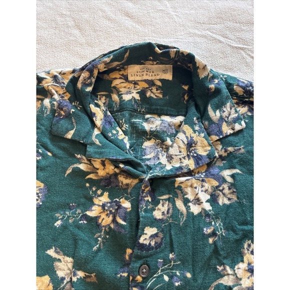 Abercrombie &Finch Men's Shirt Med Multi Summer Linen Blend Floral Boxy Relaxed - Picture 9 of 11